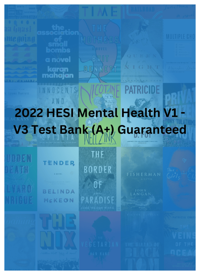 2022 HESI Mental Health V1 - V3 Test Bank